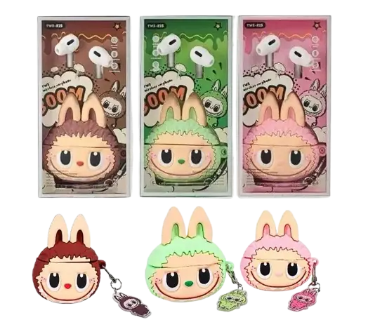 AURICULAR EARBUDS BT LABUBU EN CAJA + LLAVERO + FUNDA - COLORES