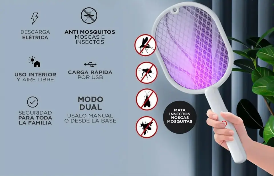 RAQUETA MATA INSECTOS - INSECTOCUTOR RECARGABLE USB