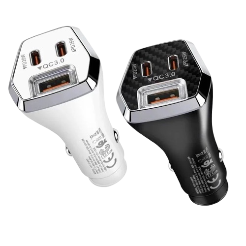 CARGADOR PARA AUTO 12V CABEZAL 1 USB + 2 USB C 3.1A TIME CAR-53004