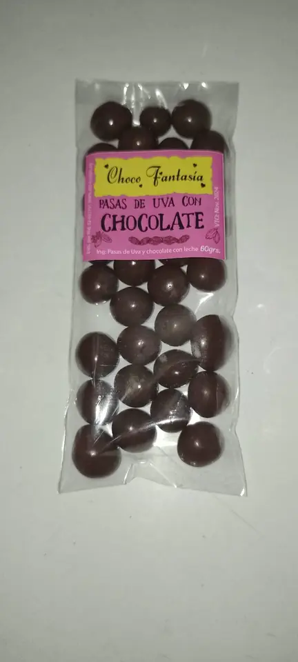 Pasas de uva con chocolate x 60 grs x 12u