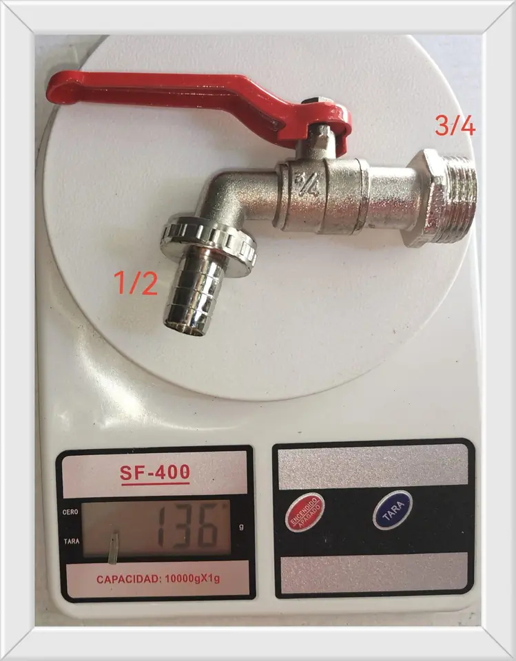 CANILLA ESFERICA METAL 3/4 CON PICO 1/2 (U220)