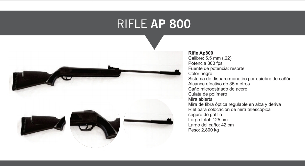 RIFLE AIRE COMPRIMIDO A RESORTE 5.5MM APOLO AP800 (U6500)