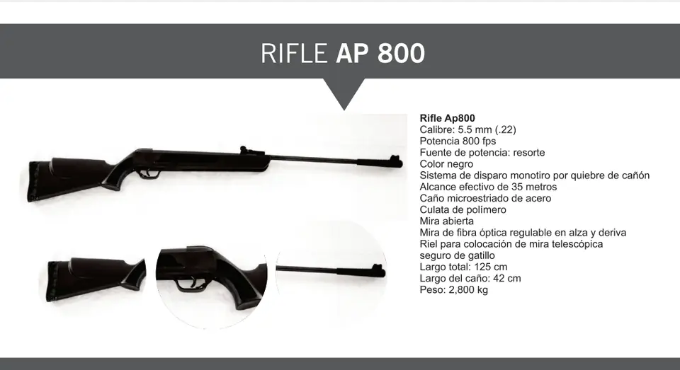 RIFLE AIRE COMPRIMIDO A RESORTE 5.5MM APOLO AP800 (U6500)