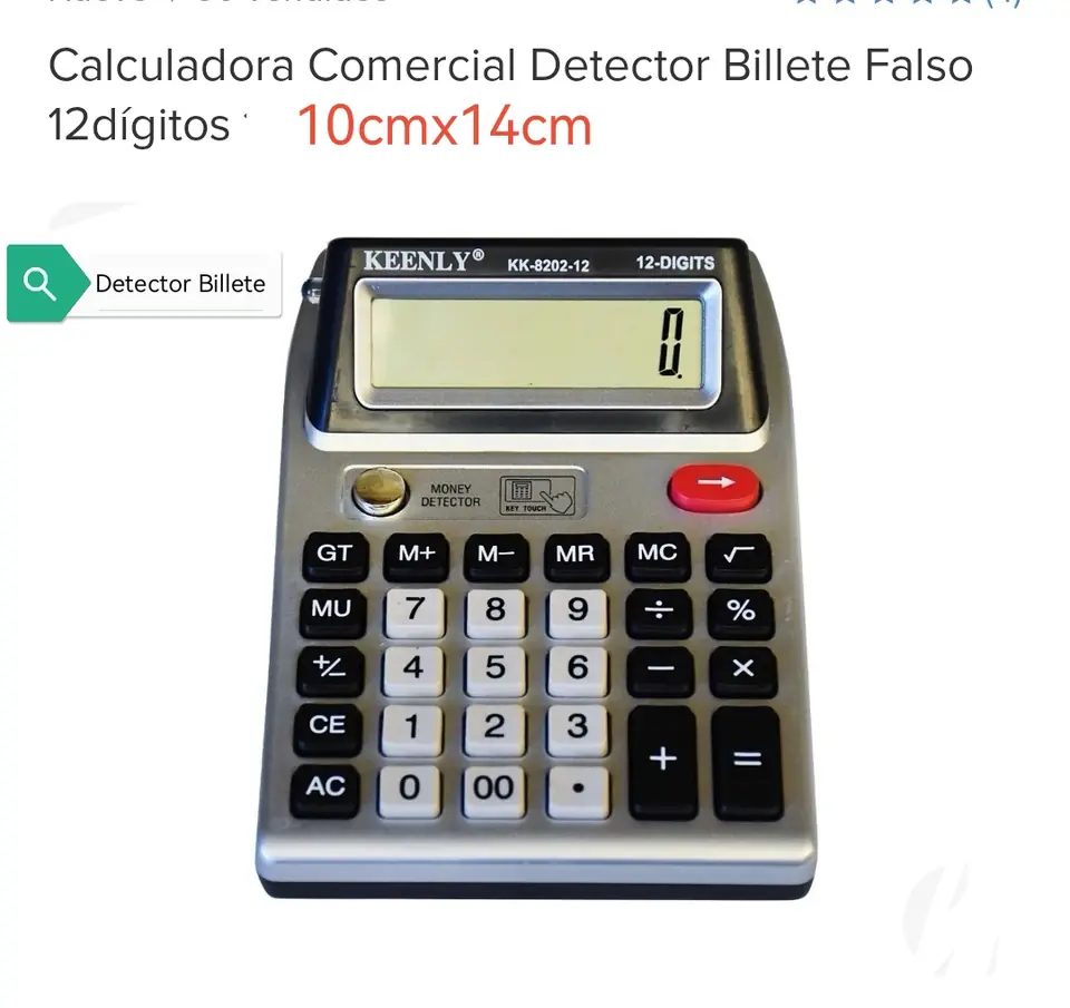 CALCULADORA C/ DETECTOR BILLETE 12DIGITOS  KK-8202-12 A PILA AA(U320)