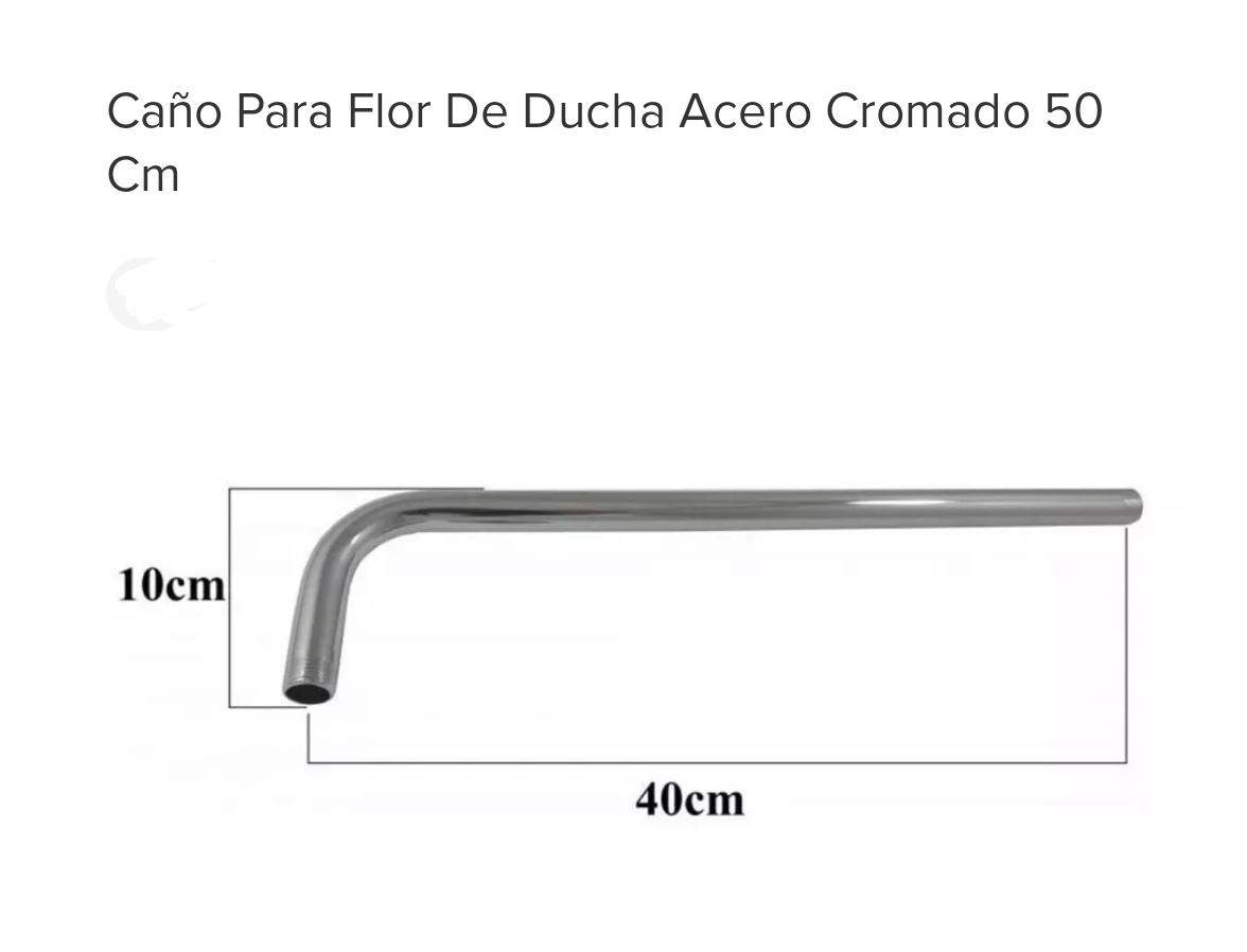 CAÑO DUCHA ACERO 90° 50CM(40+10) (U240)