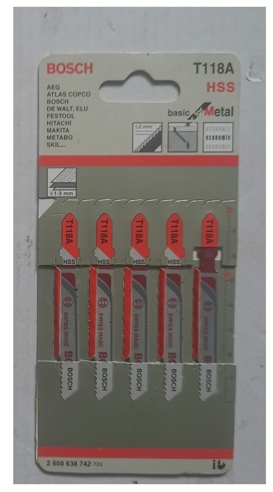 HOJA CALAR METAL X 5PZS BOSCH  T118A (u130)
