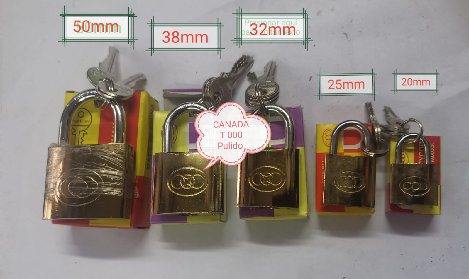 CANDADO 000 DORADO PUDIDO GRUESO 38MM (U120)