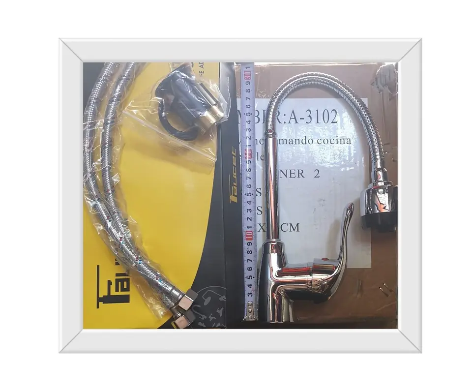 CANILLA MONOCOMANDO MESADA PICO CROMADO FLEXIBLE A-3102 (U1300)