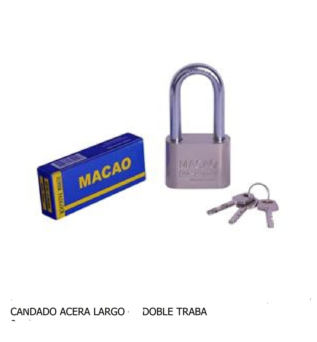 CANDADO MACAO ACERO ARO LARGO CAJA AZUL 40MM (U210)