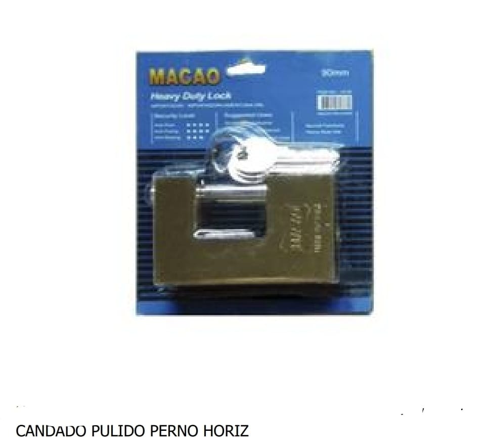 CANDADO MACAO PERNO HORIZONTAL DORADO 90MM (U900)