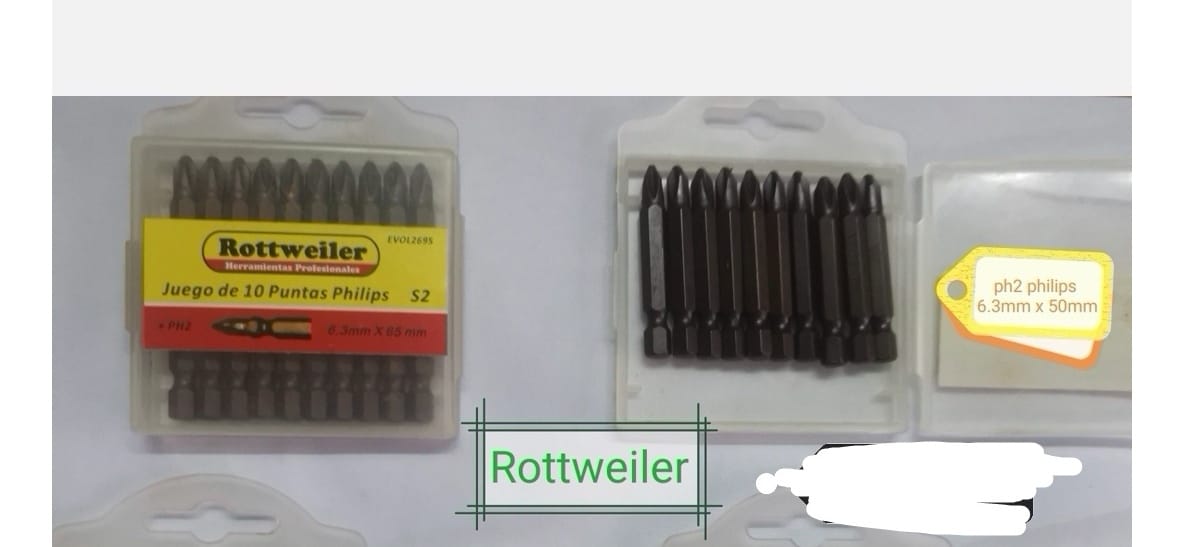 PUNTAS PH2 IMANTADAS X10 PZS ROTTWEILER PH2X50MM(U280)