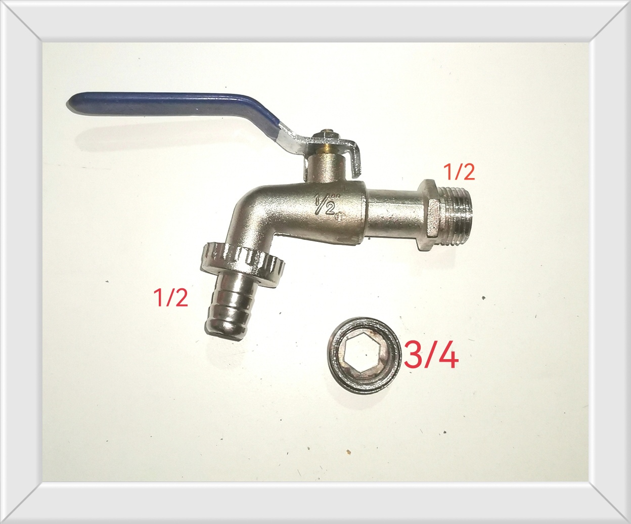 CANILLA ESFERICA METAL 1/2 CON ADAPTADOR 3/4  2USOS (u295)