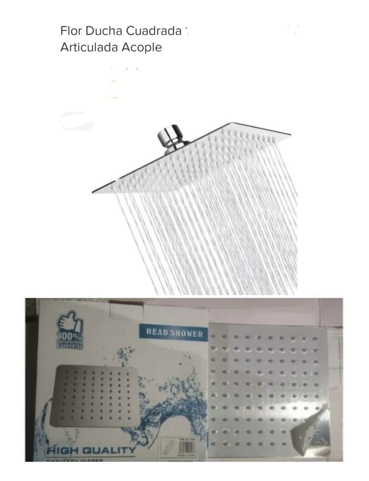 FLOR DUCHA CUADRADA METAL ECO 20CM(U300)