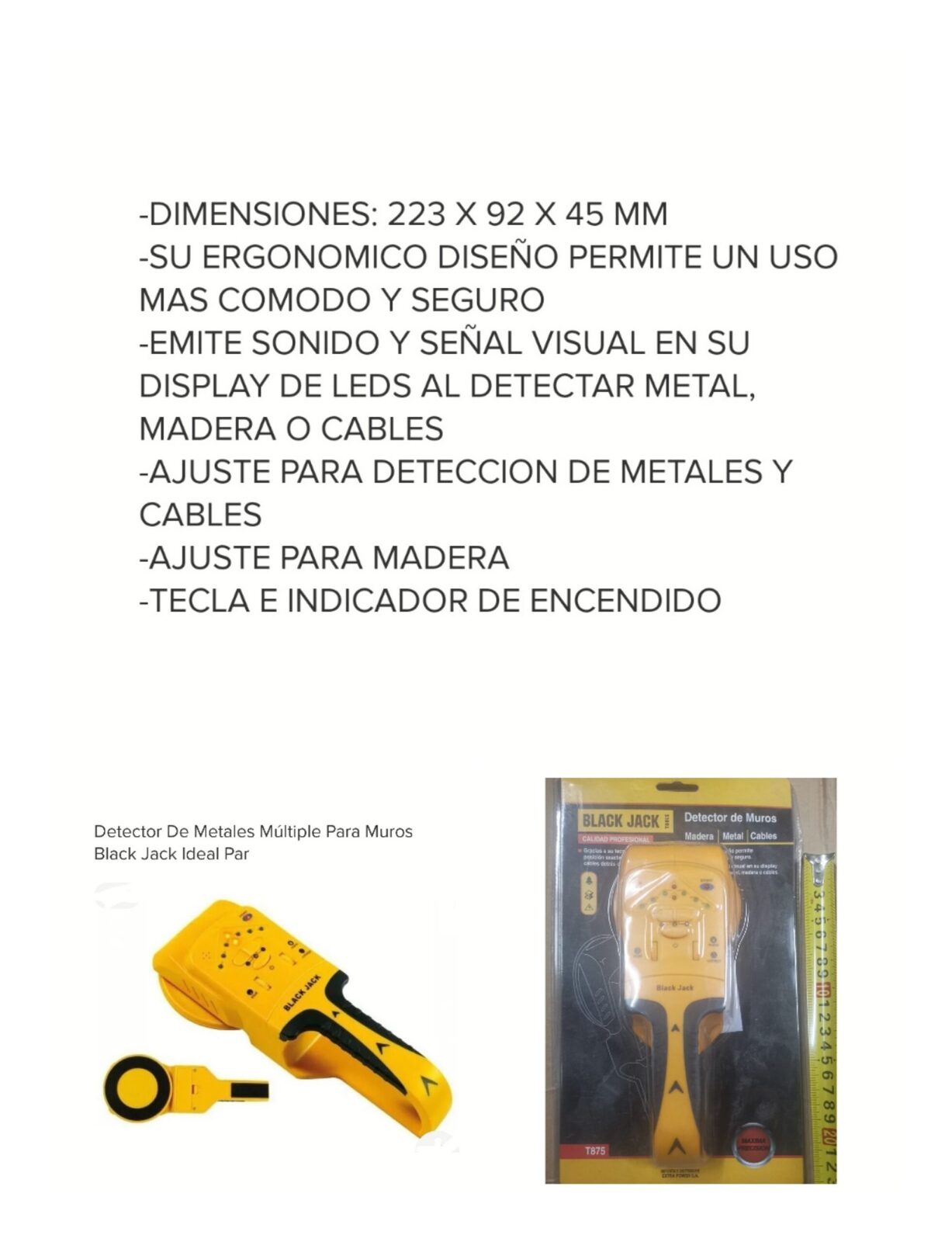 DETECTOR DE METAl,MADERA,CABLE PARA MUROS (U2200)