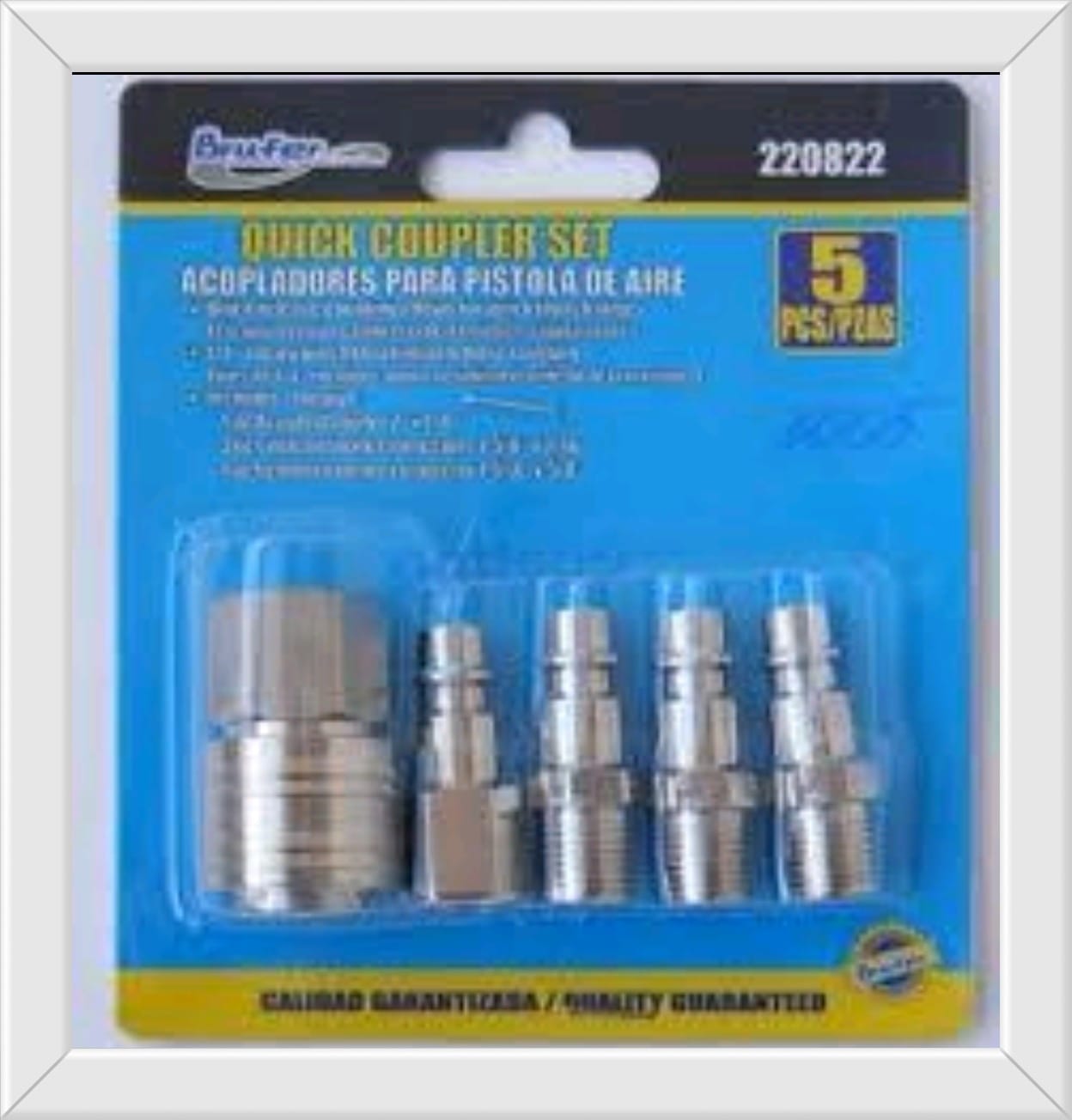 ACOPLE RAPIDO X 5PZS PARA COMPRESOR PLATEADO (U250)