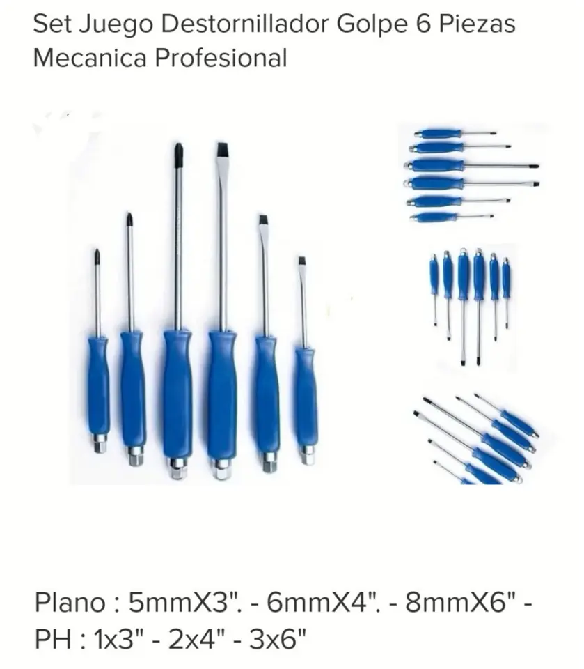 DESTORNILLADOR AZUL GOLPE X 6 PCS (U430)