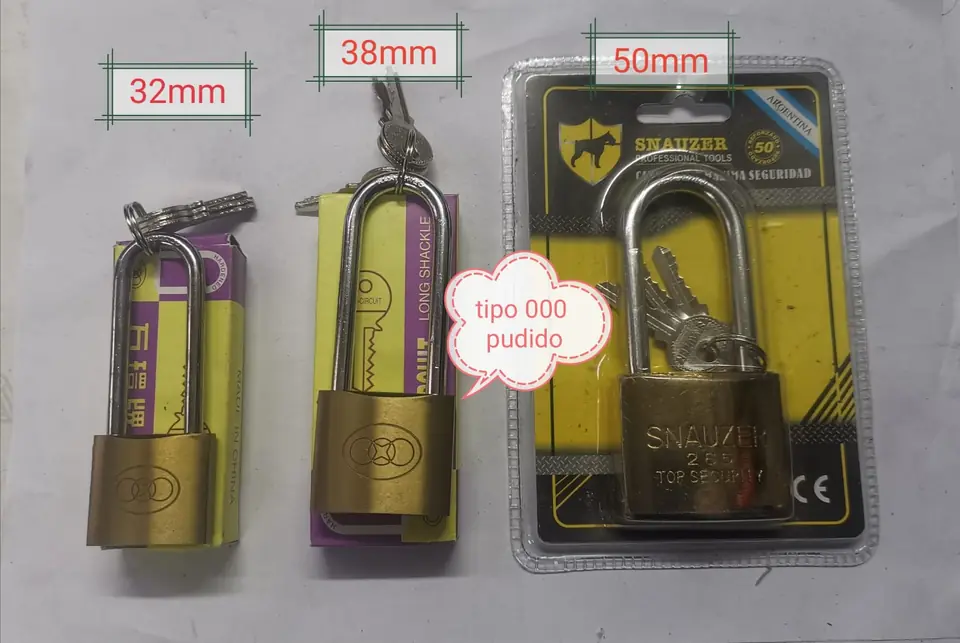CANDADO 000 DORADO PUDIDO ARO LARGO 63MM (U210)