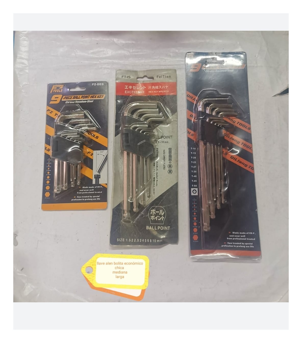 LLAVE ALLEN BOLITA X 9 PCS CHICO (U160)
