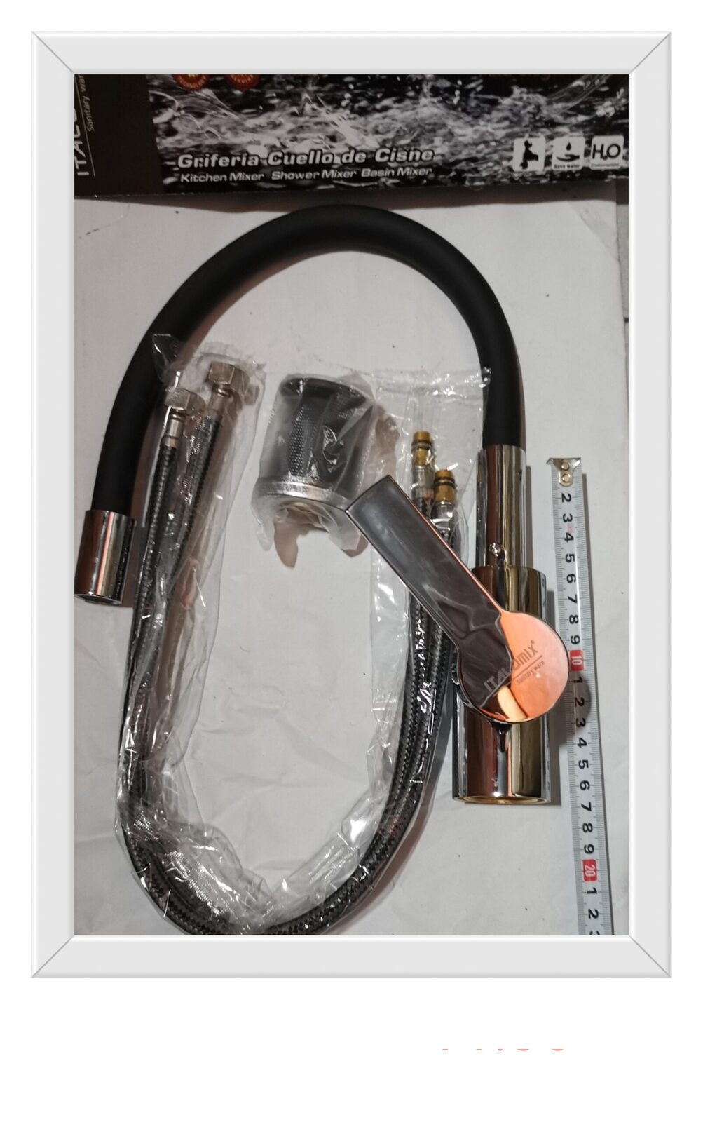 CANILLA MONOCOMANDO FLEXIBLE NEGRO ECO IT0030 (U1450)