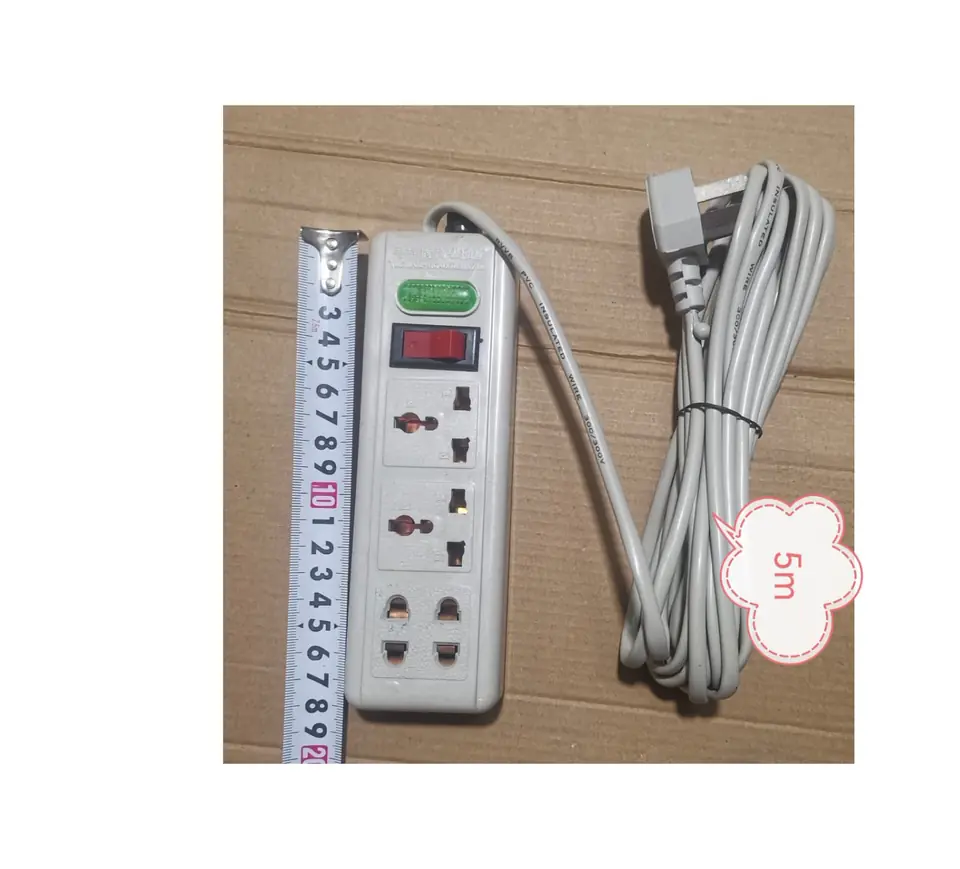 ZAPATILLA ALARGUE 4TOMAS 5M CON TECLA ,LUZ,FUSIBLE (U150)