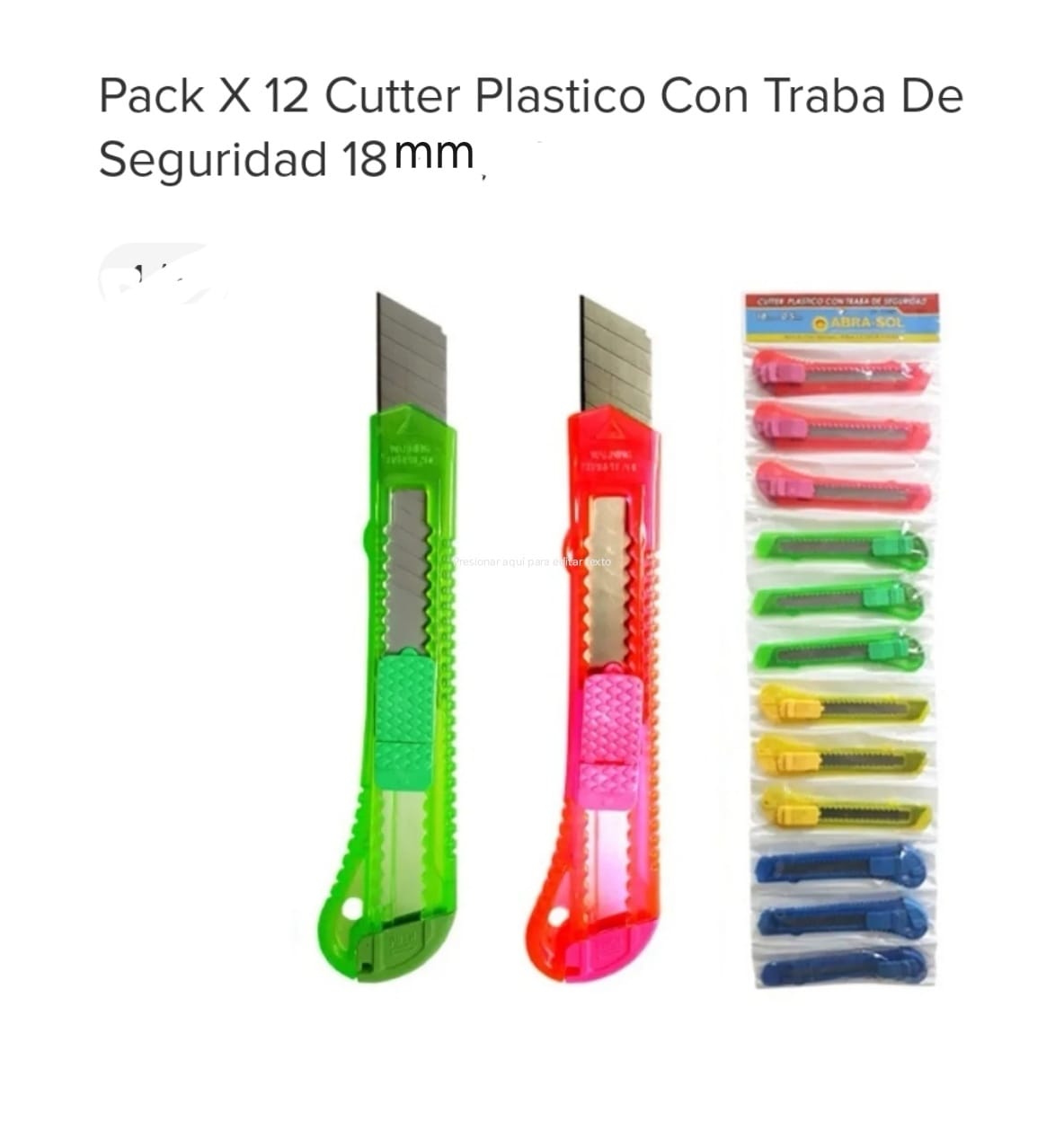 CUTTER TIRA X 12 GRANDE 18MM TRANSPARENTE (U220)