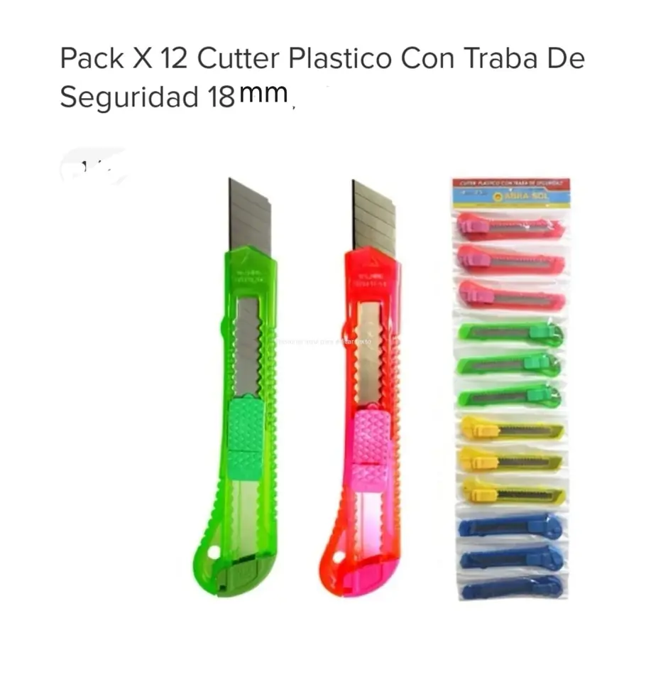 CUTTER TIRA X 12 GRANDE 18MM TRANSPARENTE (U220)