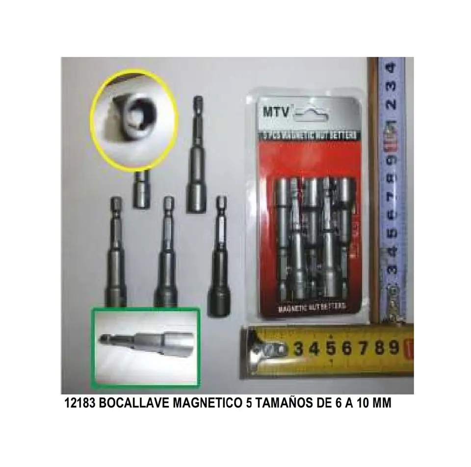 ADAPTADOR VASO MAGNETICO COMBINADOS X 5PZS 6,7,8,9,10 MM(U180)