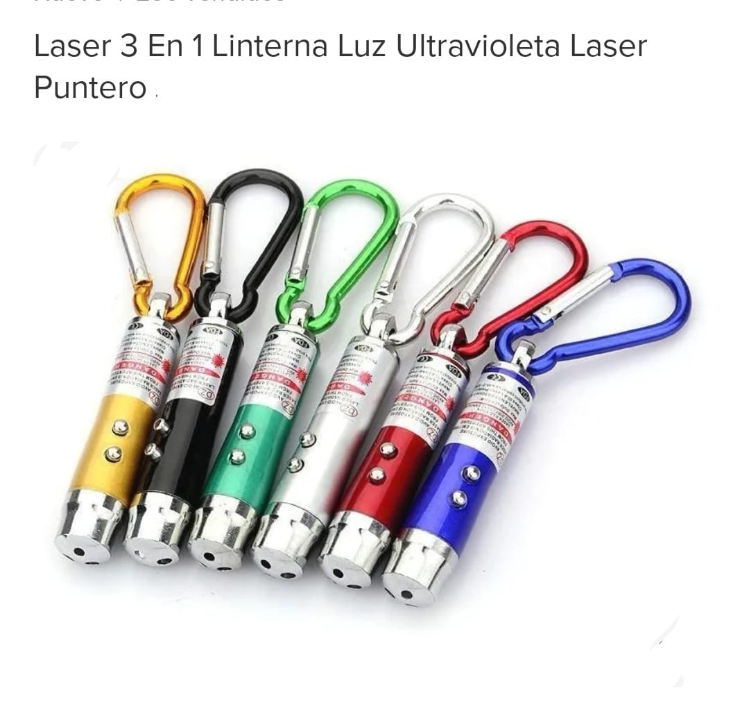 LASER MINI 3 IN 1 CON MOSQUETON (PUNTERO ,LINTERNA, LUZ ULTRAVIOLETA)(u070)