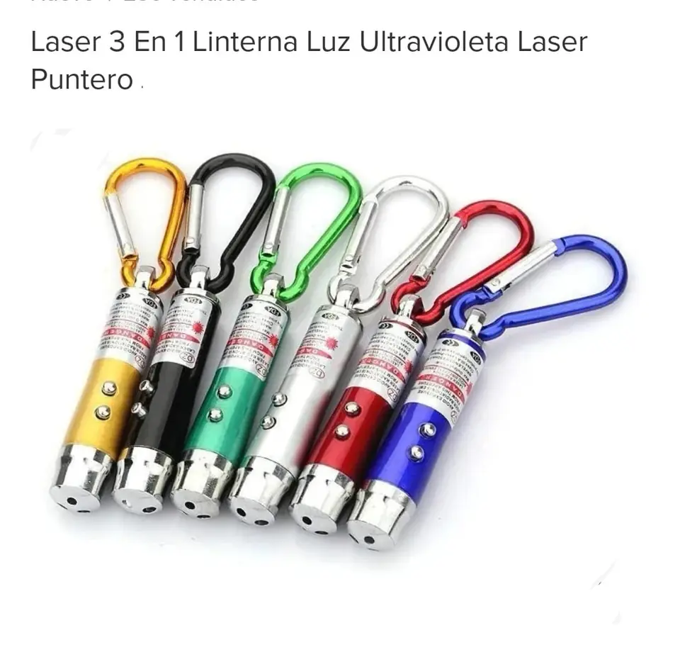LASER MINI 3 IN 1 CON MOSQUETON (PUNTERO ,LINTERNA, LUZ ULTRAVIOLETA)(u070)