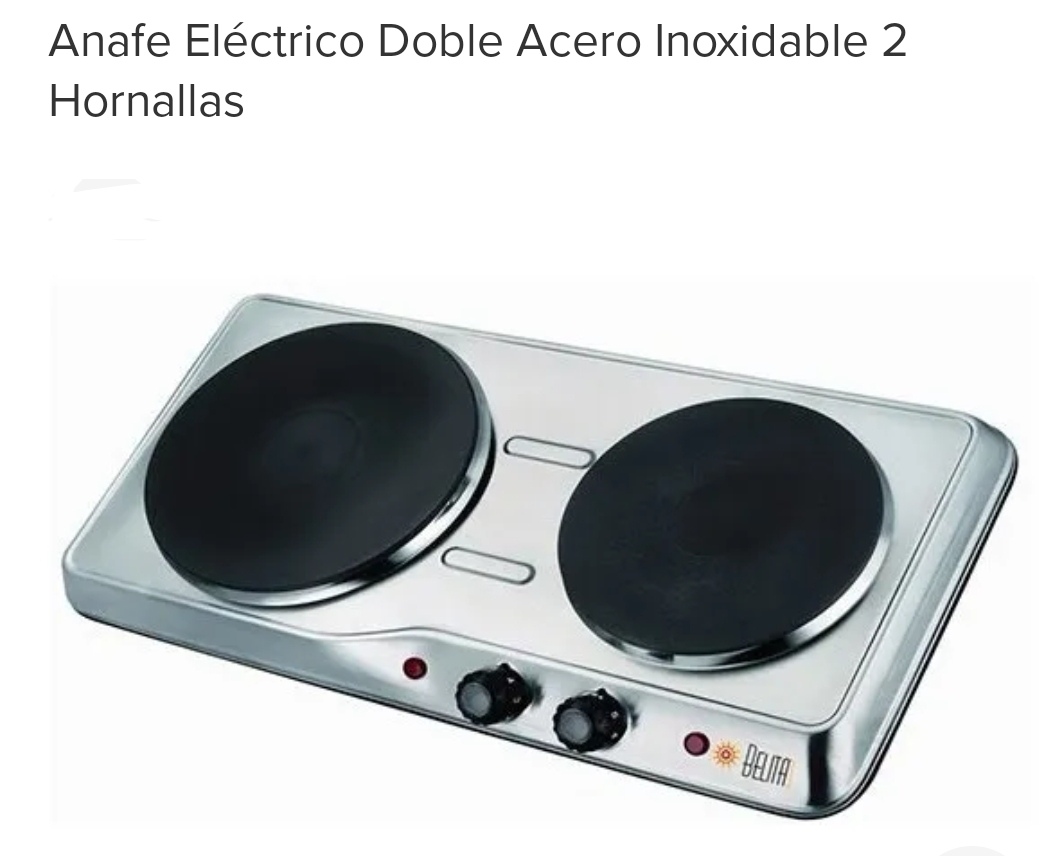 ANAFE ELECTRICO ACERO INOXIDABLE 2 HORNALLAS BELITA (U3000)