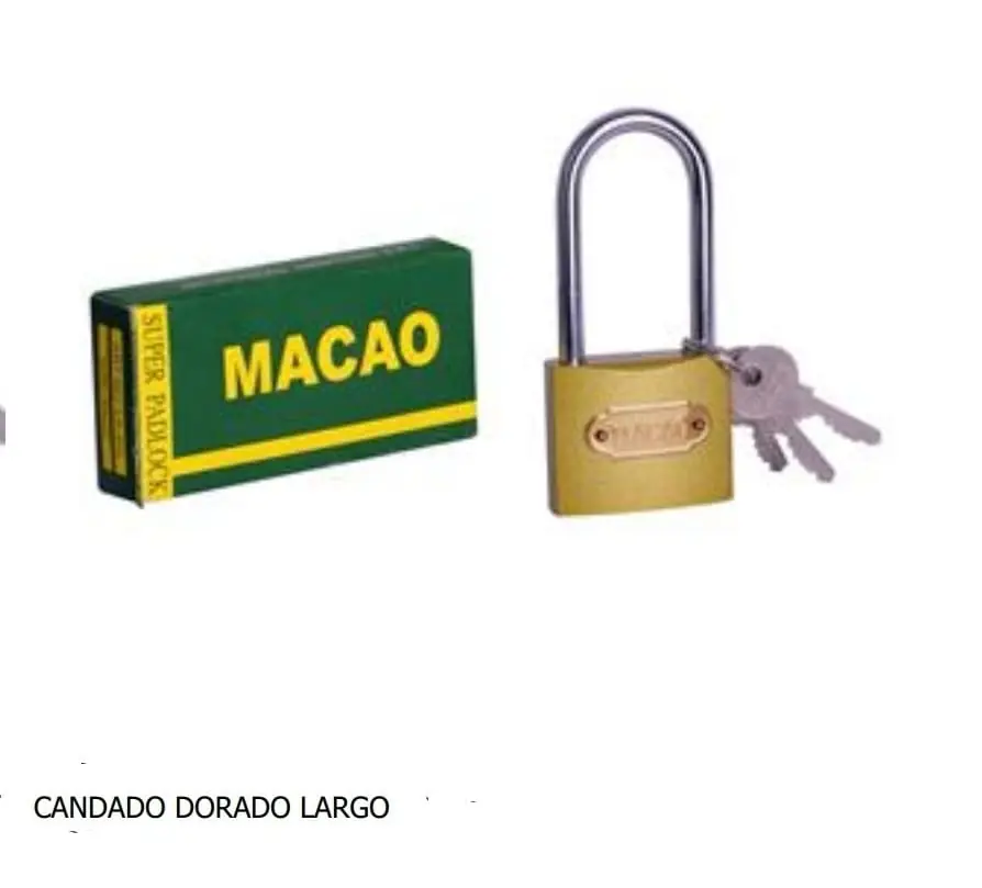 CANDADO MACAO DORADO PINTADO ARO LARGO 50MM (U160)