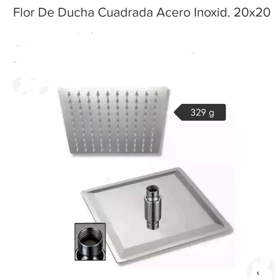 DUCHADOR CUADRADO ACERO INOXIDABLE LIVIADO 20CM (U420)