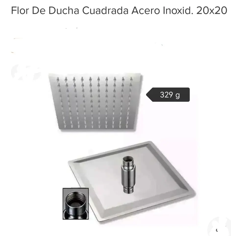 DUCHADOR CUADRADO ACERO INOXIDABLE LIVIADO 20CM (U420)