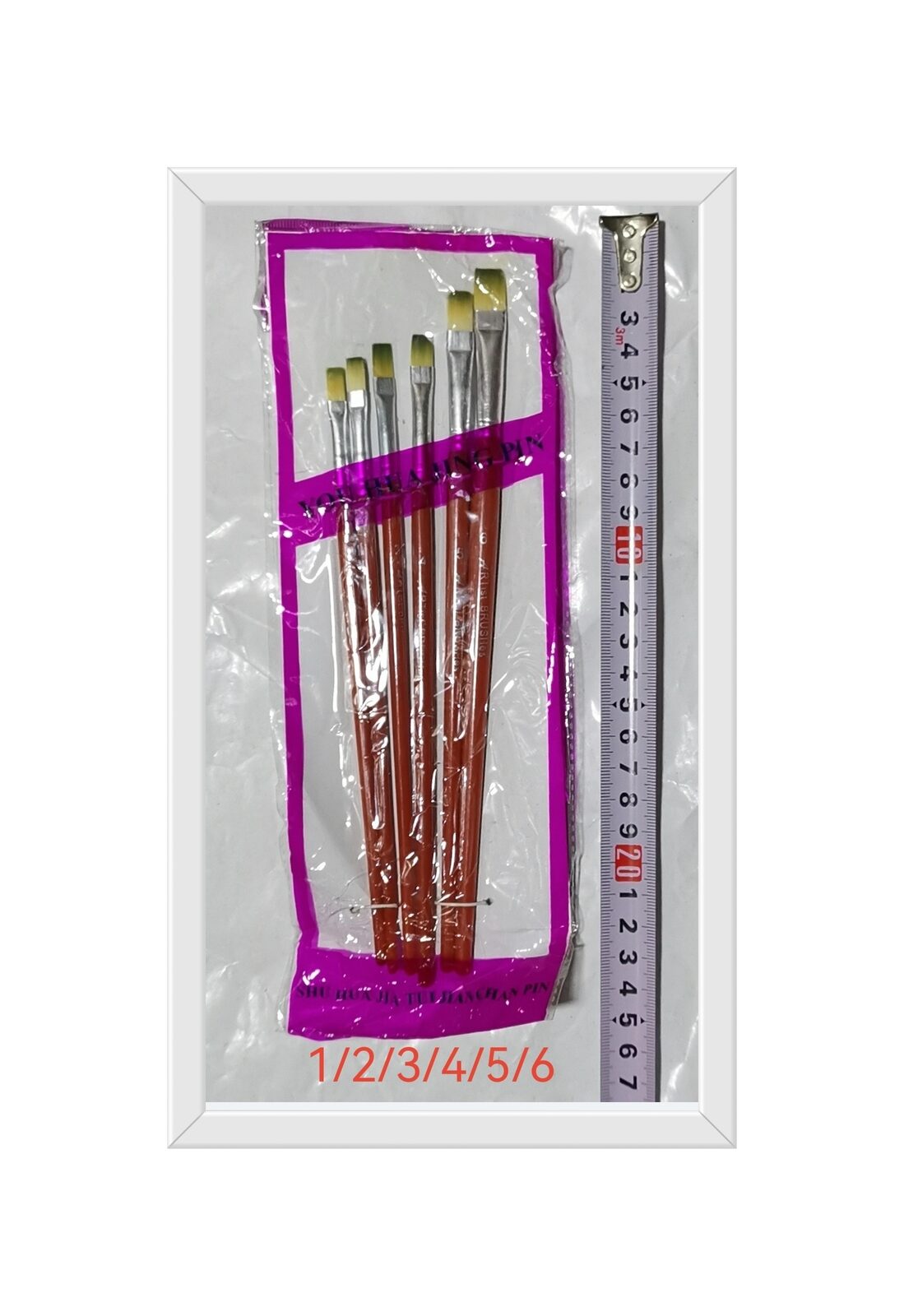 PINCELES SINTETICOS CHATOS X 6PCS 1/2/3/4/5/6MM (U075)