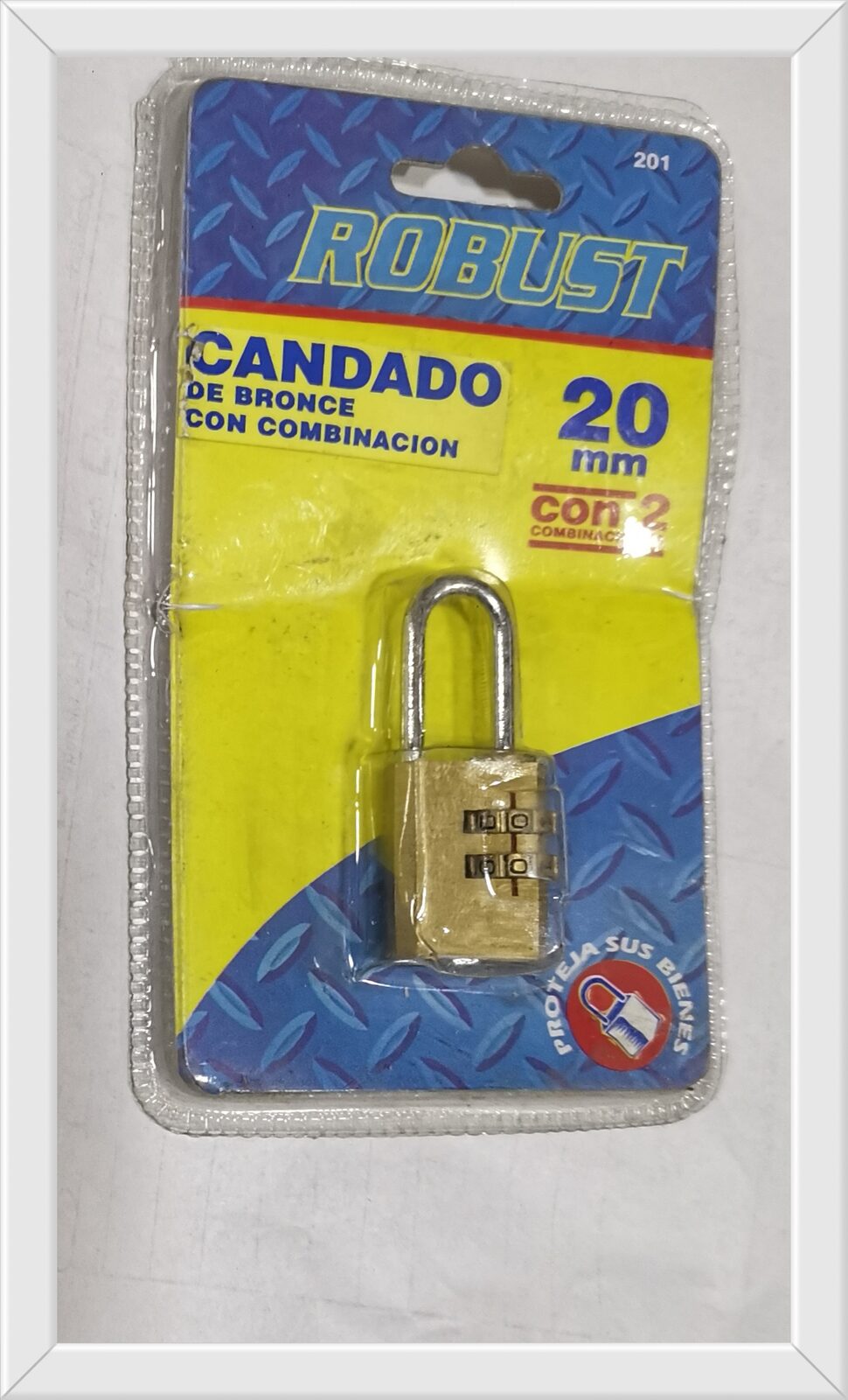 Candado combinación 2 dígitos bronce 20mm (U140)
