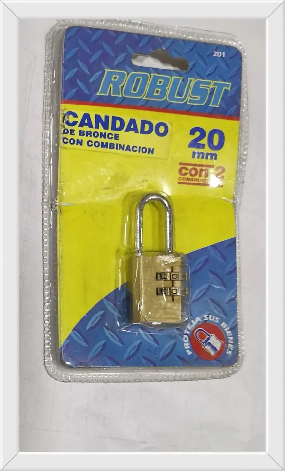 Candado combinación 2 dígitos bronce 20mm (U140)