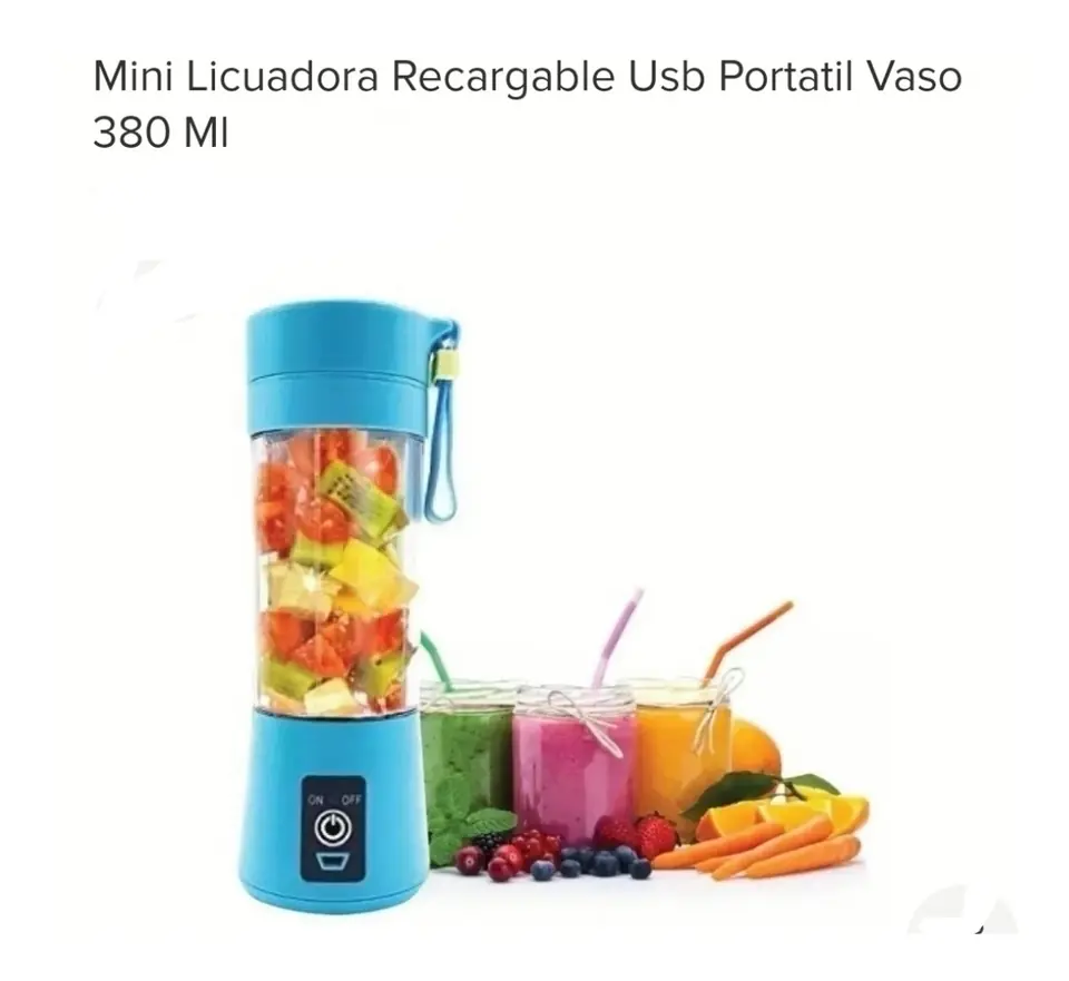 LICUADORA PORTATIL RECARGABLE USB  380ML 4 COLORES