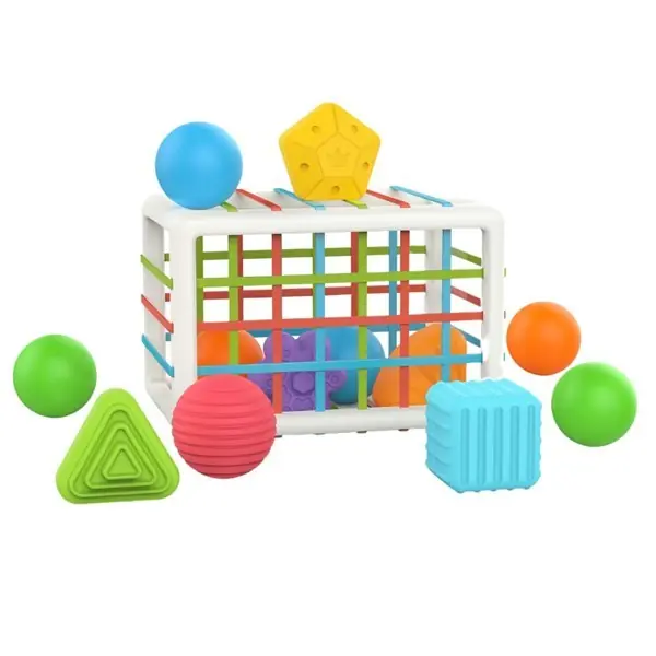 Cubo Didáctico Sensorial de Clasificación de Formas c/Elásticos