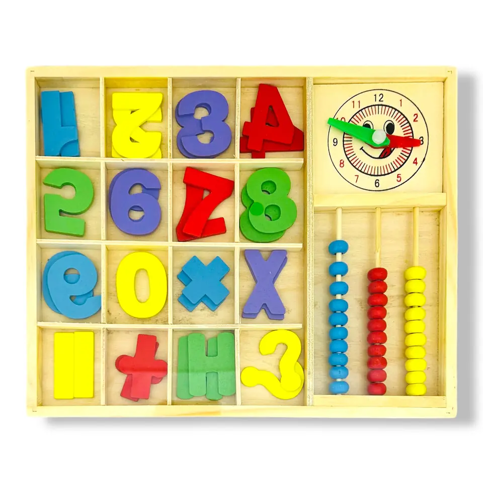Números de madera - Ábaco y signos matemáticos