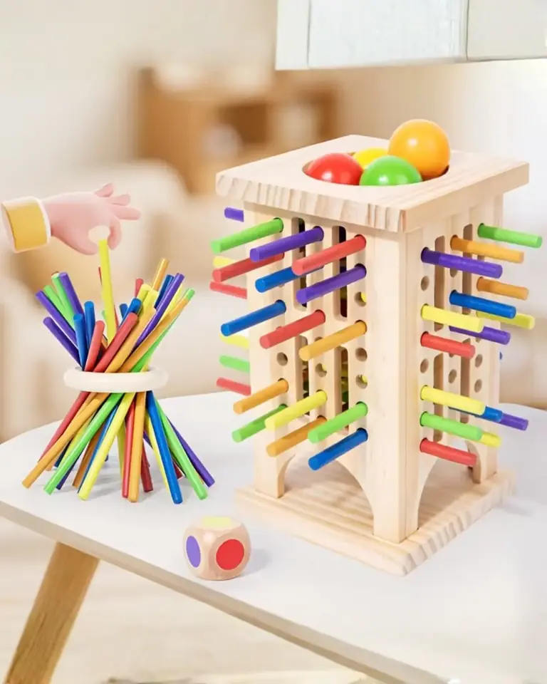 Torre De Madera c/Palitos De Colores