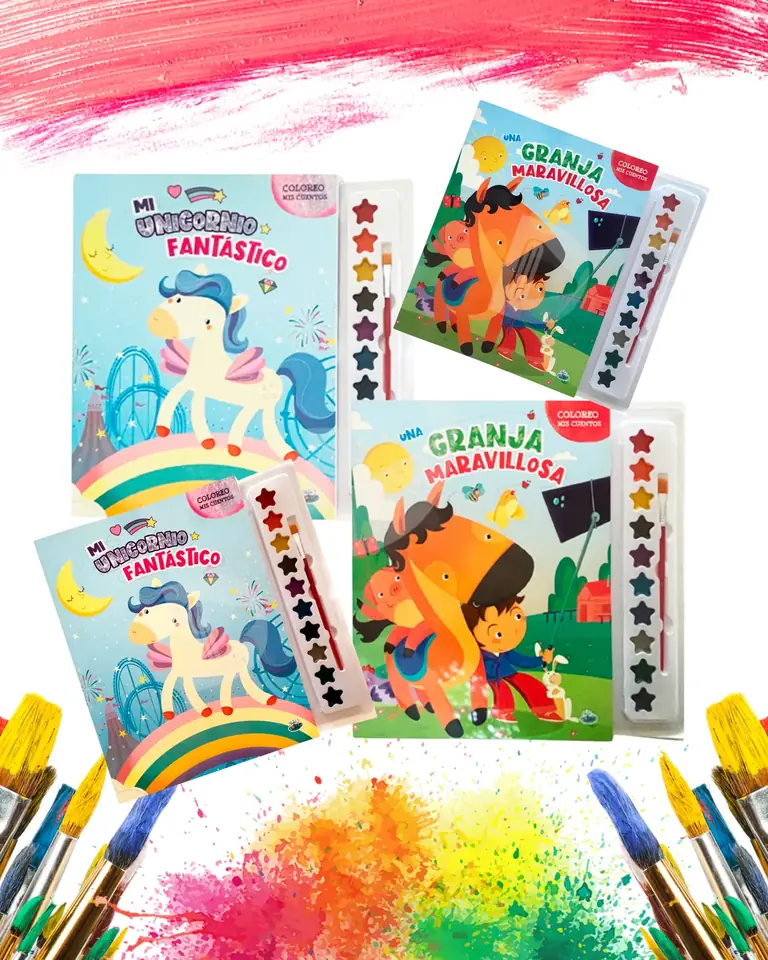 Colección Coloreo Mis Cuentos | Libro con acuarelas y pincel incluidos