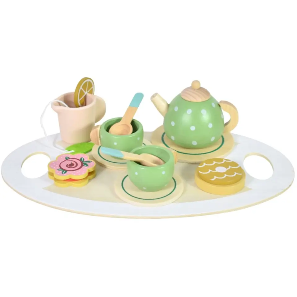 Juego Set de Té de Madera con Tazas y Accesorios