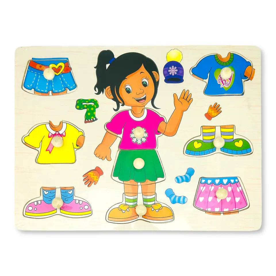 Juego de Encastre de Madera – Niña Vestimenta