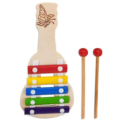 Xilofón de madera con forma de guitarra - 5 notas
