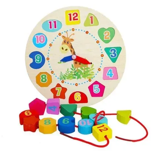 Reloj didáctico geométrico - Encastre y enhebrado
