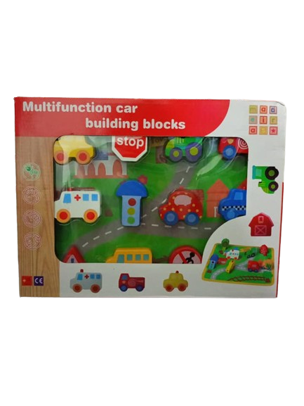 Juego de enhebrado con piezas de madera - Transporte y Escenario