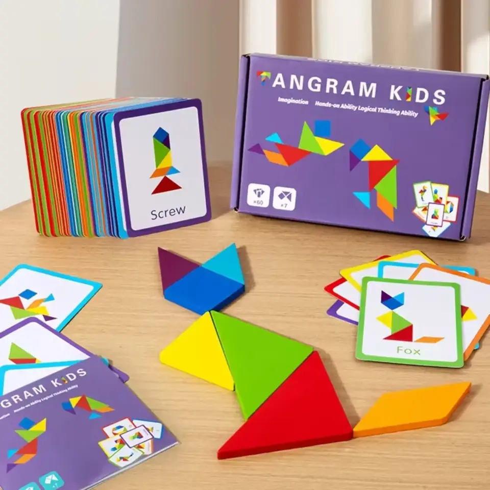 Juego Tangram de Madera c/Tarjetas
