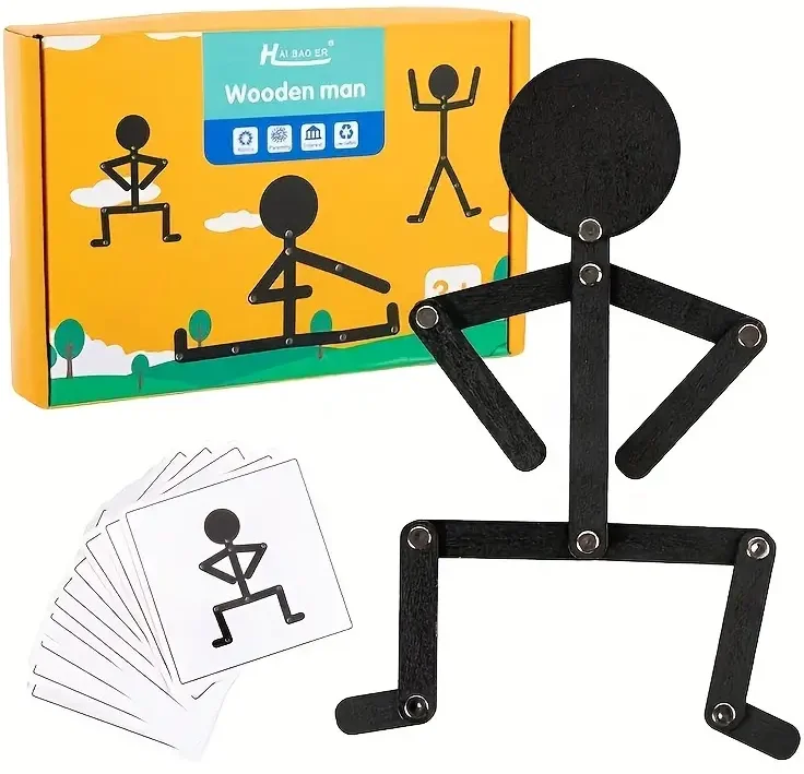Muñeco Montessori - Silueta humana de madera articulable
