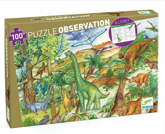 Puzzle de Observacion +Folleto - Dinosaurios Djeco